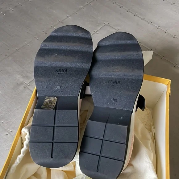 Fendi authentic knit sock pink brown logo sneaker trainer flats sz 38.5 - Picture 10 of 12